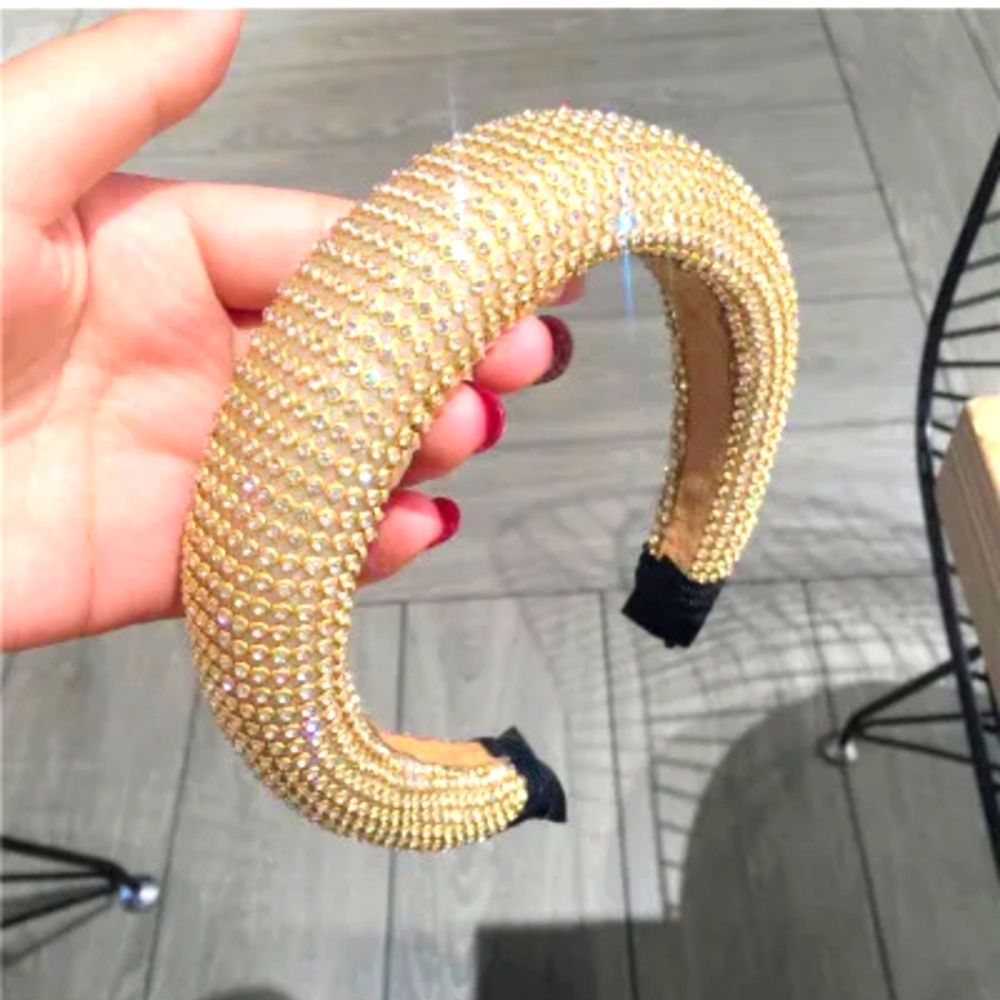 Baroque Crystal Headband in Gold Tone